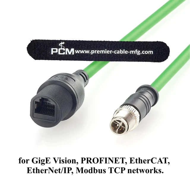Alt view image 7 of 7 - IP67 M12 8 Pin X-Code to RJ45 Female Panel Mount CAT6A Ethernet Cable (1FT)