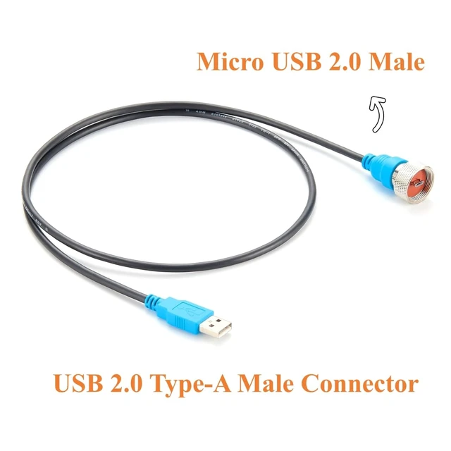 Alt view image 2 of 7 - IP67 Waterproof USB 2.0 Type A Male to Micro USB Male Cable (1M/3.28FT)