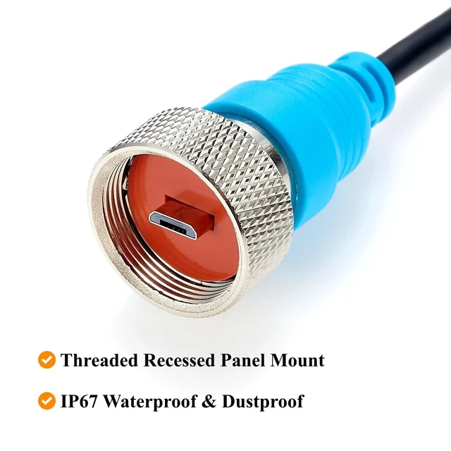Alt view image 4 of 7 - IP67 Waterproof USB 2.0 Type A Male to Micro USB Male Cable (1M/3.28FT)