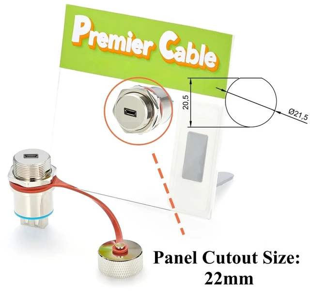 Alt view image 2 of 7 - IP67 Waterproof Micro USB 2.0 Female to Female Panel Mount Connector