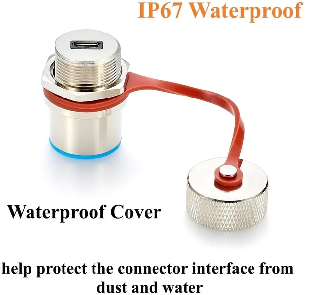 Alt view image 5 of 7 - IP67 Waterproof Micro USB 2.0 Female to Female Panel Mount Connector