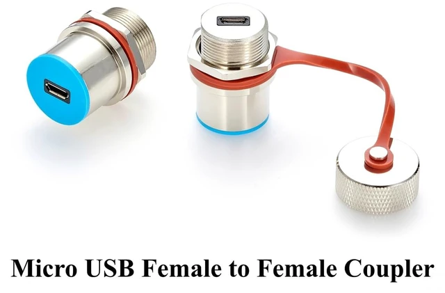 Alt view image 7 of 7 - IP67 Waterproof Micro USB 2.0 Female to Female Panel Mount Connector