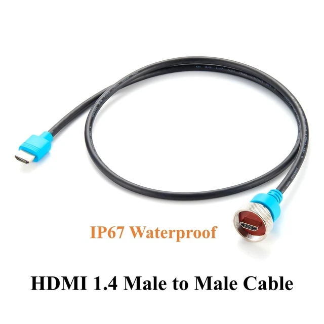 Alt view image 2 of 7 - Waterproof HDMI 1.4 Male to Male Cable, Threaded Lock, 4K@30Hz (1M/3.28FT)