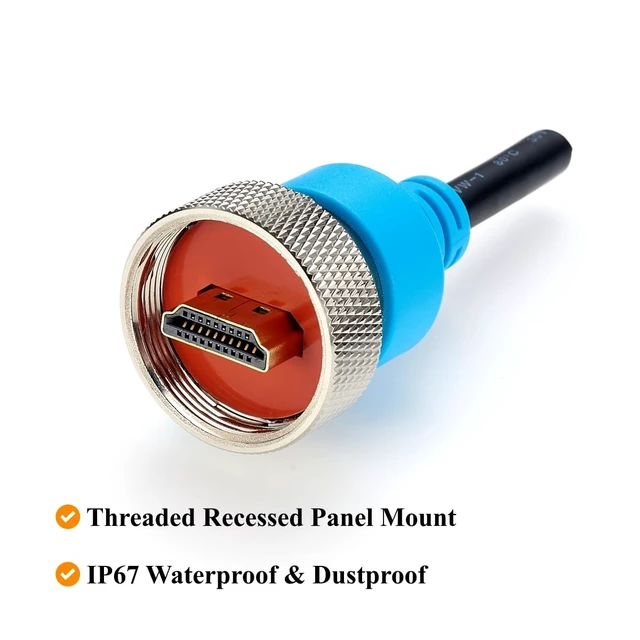Alt view image 4 of 7 - Waterproof HDMI 1.4 Male to Male Cable, Threaded Lock, 4K@30Hz (1M/3.28FT)