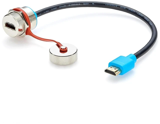 Main image of Waterproof HDMI 1.4 Male to Female Panel Mount Extension Cable (0.3M/1FT)