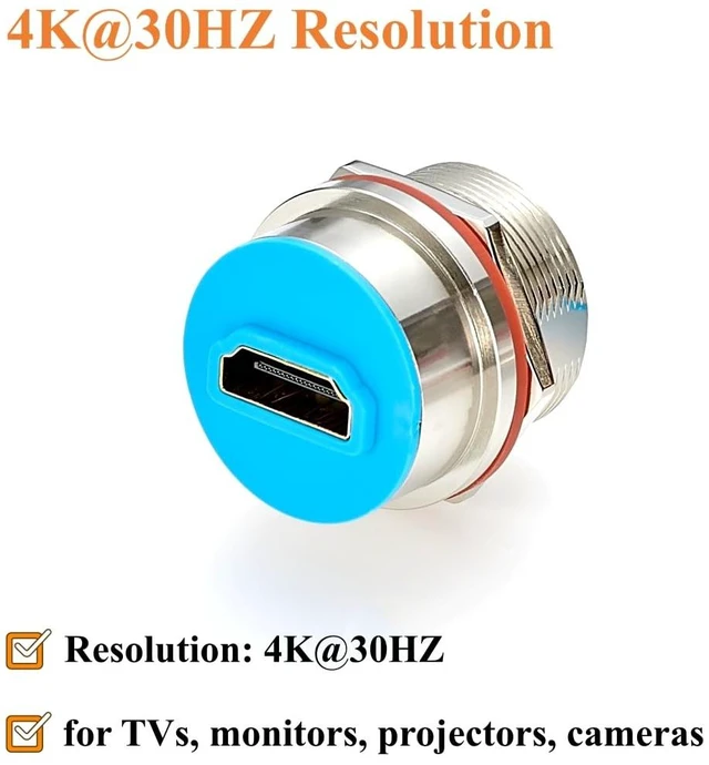 Alt view image 4 of 7 - IP67 Waterproof HDMI 1.4 Female to Female Panel Mount Coupler, 4K@30Hz