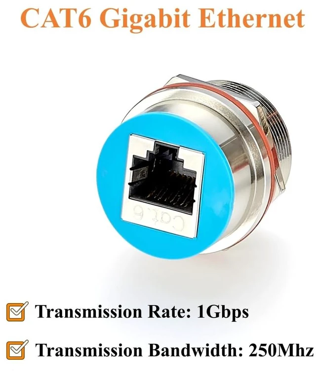 Alt view image 4 of 7 - IP67 Rugged RJ45 CAT6 Ethernet Female to Female Panel Mount Connector