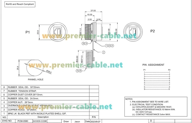 Alt view image 7 of 7 - IP67 Rugged RJ45 CAT6 Ethernet Female to Female Panel Mount Connector