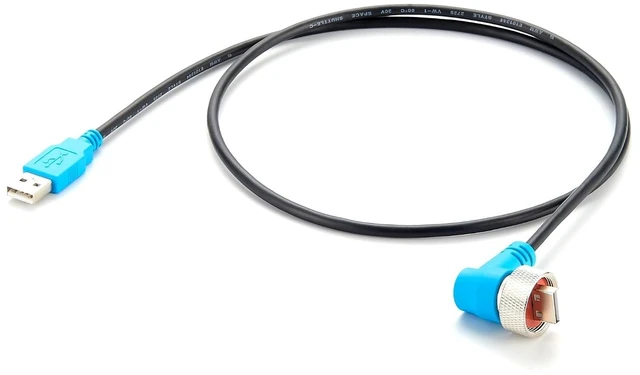 Main image of IP67 Right Angle USB 2.0 A Male to Male Cable, Threaded Lock (1M/3.28FT)