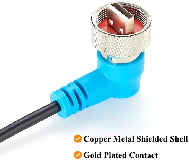 Alt view image 5 of 7 - IP67 Right Angle USB 2.0 A Male to Male Cable, Threaded Lock (1M/3.28FT)