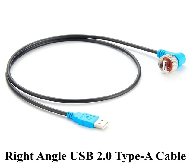 Alt view image 6 of 7 - IP67 Right Angle USB 2.0 A Male to Male Cable, Threaded Lock (1M/3.28FT)