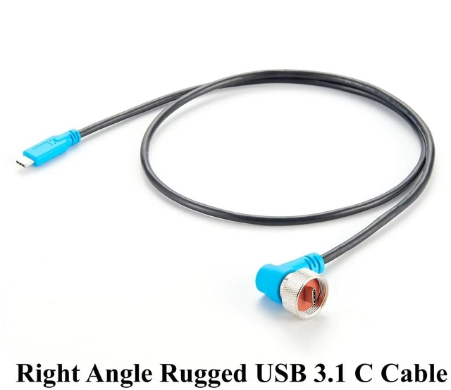 Alt view image 6 of 7 - IP67 Right Angle USB 3.1 C Male to Male Threaded Locking Cable (1M/3.28FT)