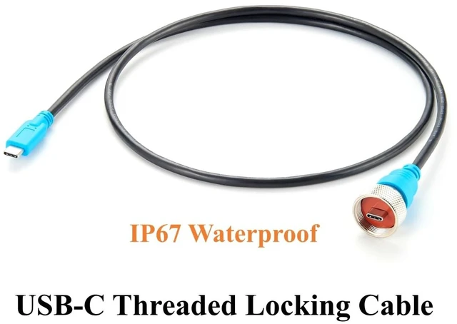 Alt view image 6 of 7 - IP67 Waterproof USB 3.1 C Male to Male Threaded Locking Cable (1M/3.28FT)