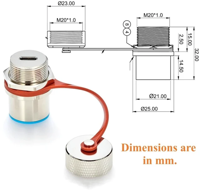 Alt view image 3 of 7 - IP67 Waterproof USB 3.1 C Female to Female Bulkhead Panel Mount Coupler