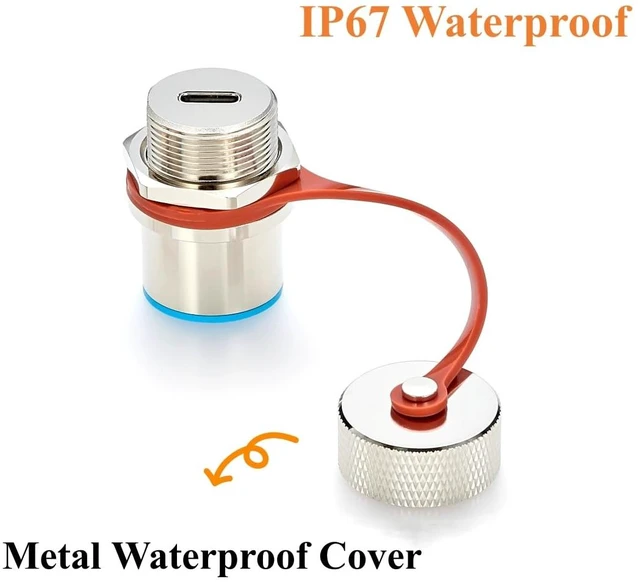Alt view image 6 of 7 - IP67 Waterproof USB 3.1 C Female to Female Bulkhead Panel Mount Coupler