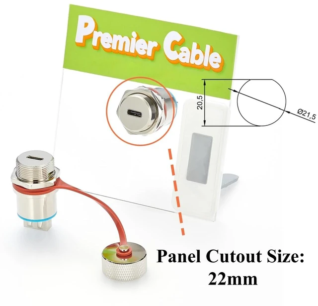 Alt view image 3 of 7 - IP67 Rugged USB 3.1 C Female to USB 2.0 A Female Panel Mount Adapter (1Pc)