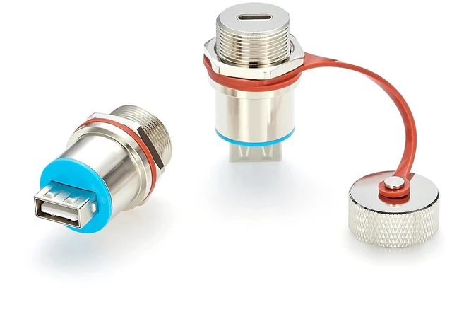 Main image of IP67 Rugged USB 3.1 C Female to USB 2.0 A Female Panel Mount Adapter (1Pc)