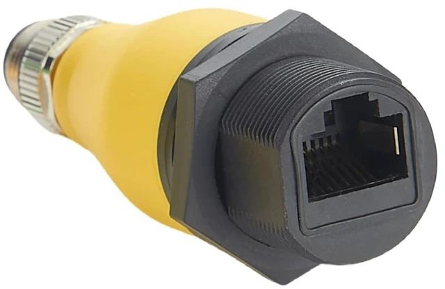 Alt view image 3 of 7 - M12 D Code 4Pin to RJ45 Panel Mount Feedthrough Adapter IP67 Waterproof Profinet RJ45 Cat5e to M12 Male Shielded Connector for Industrial Automation LoT Sensor