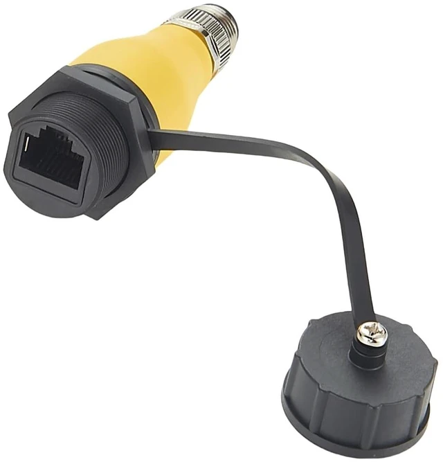 Alt view image 5 of 7 - M12 D Code 4Pin to RJ45 Panel Mount Feedthrough Adapter IP67 Waterproof Profinet RJ45 Cat5e to M12 Male Shielded Connector for Industrial Automation LoT Sensor