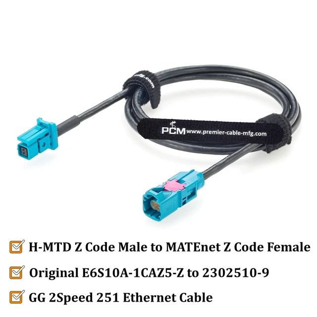 Alt view image 2 of 7 - H-MTD Z Code Male to MATEnet Female Automotive Ethernet Cable (1.5M/4.92FT)