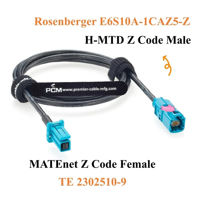 Alt view image 3 of 7 - H-MTD Z Code Male to MATEnet Female Automotive Ethernet Cable (1.5M/4.92FT)