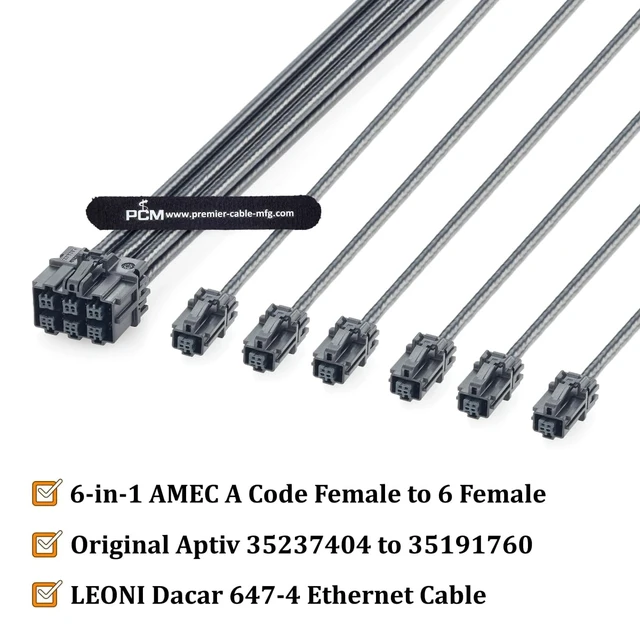 Alt view image 2 of 7 - Aptiv 6-in-1 AMEC A Code Female to Female Automotive Ethernet Cable (2M)