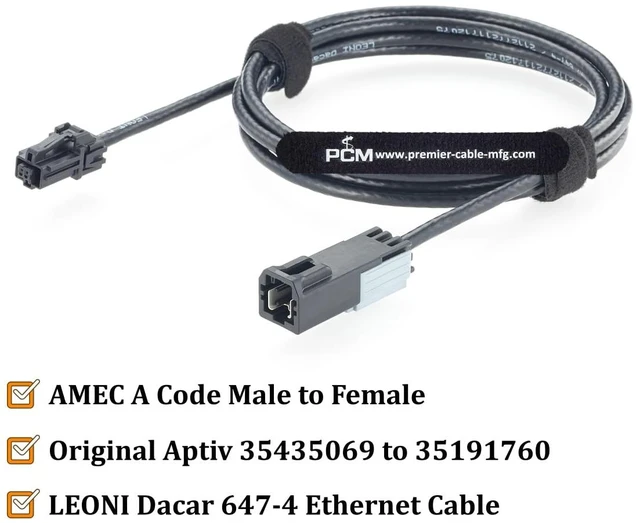 Alt view image 2 of 7 - Aptiv AMEC Male to Female Automotive Ethernet Cable, 35435069 to 35191760 (3M)
