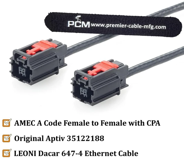 Alt view image 2 of 7 - Aptiv AMEC Female to Female Automotive Ethernet Cable with CPA, 35122188,2M