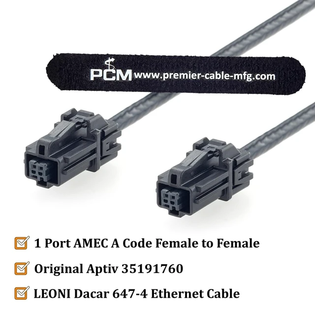 Alt view image 2 of 7 - Aptiv AMEC A Code Female to Female Automotive Ethernet Cable, 35191760 (2M)