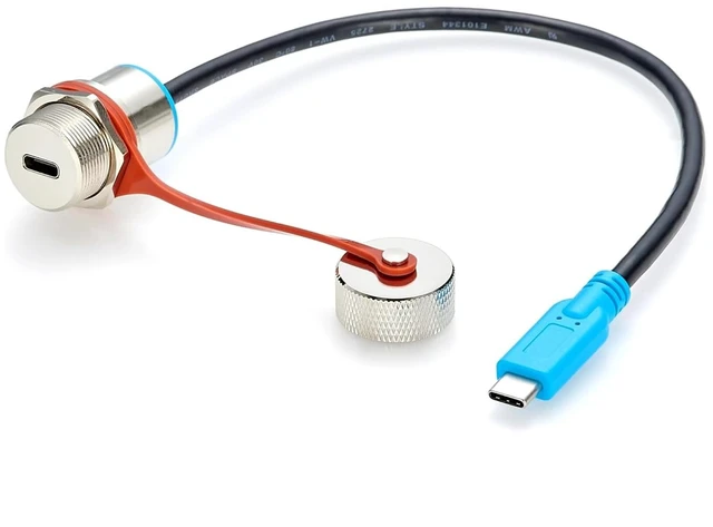 Main image of IP67 USB 3.1 Type-C Male to Female Panel Mount Extension Cable (0.3M/1FT)
