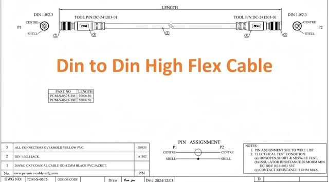 Alt view image 6 of 6 - 75 Ohm 12G SDI Din 1.0/2.3 Male to Din 1.0/2.3 Male HD-SDI Cable 4855R Coaxial Cable High Flex Drag Chain CoaXPress CXP-6 CXP-12 Cable for Machine Vision Industrial Camera HD Video (3M/10FT)