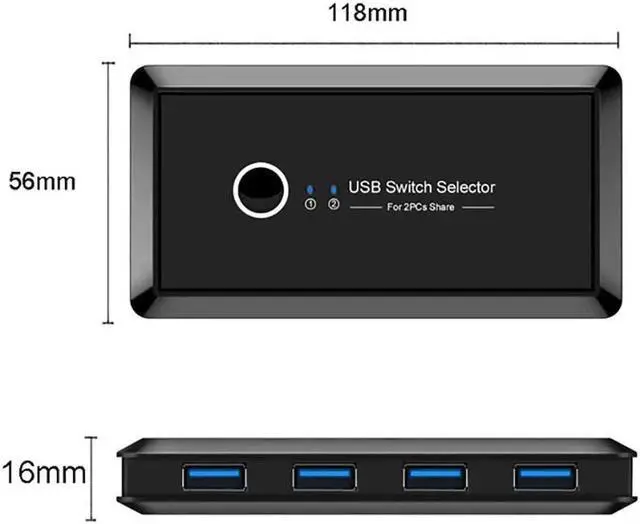 Alt view image 7 of 7 - USB 3.0 Switcher Selector 2 Computers Sharing 4 USB Devices KVM Switch Hub Adapter for Keyboard Mouse Printer Scanner U-Disk, Hard Drives, Headsets, KVM Console Box Compatible with Mac/Windows/Linux