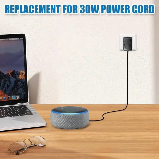 Alt view image 4 of 7 - 30W Power Cord Adapter Replacement for Alexa Echo Show 8 Show 10 | for Show 8(1st 2nd 3rd Gen), Echo Show 10(3rd Gen), Echo Show 15, Echo(3rd 4th Gen), Echo Show(2nd Gen), Echo Plus(2nd Gen)