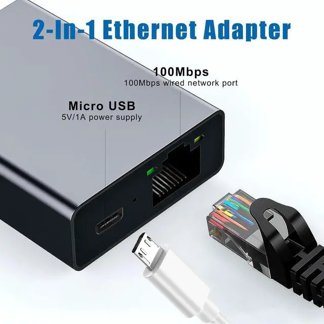Alt view image 2 of 7 - Ethernet Adapter for Fire TV Stick, Firestick Micro USB to RJ45 Ethernet | Network Adapter Compatible with Chromecast Google Home Mini, 4K Fire TV and More Streaming Sticks