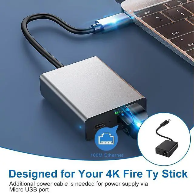 Alt view image 4 of 7 - Ethernet Adapter for Fire TV Stick, Firestick Micro USB to RJ45 Ethernet | Network Adapter Compatible with Chromecast Google Home Mini, 4K Fire TV and More Streaming Sticks