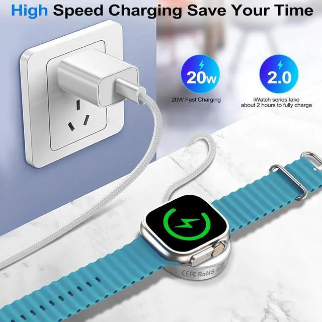 Alt view image 7 of 7 - Fast Charging Cable for Apple Watch Charger & 20W Plug Adapter for iPhone,Portable USB C Wireless iWatch/iPhone Charger Cord Compatible with Apple Watch Ultra 2/Ultra/SE/11/10/9/8/7/6/5/4/3/2/1-White