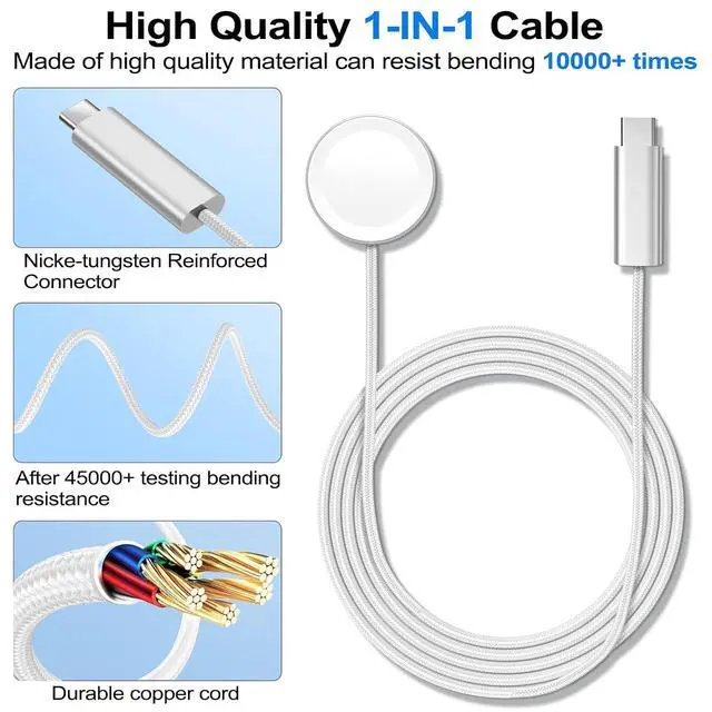Alt view image 6 of 7 - Fast Charging Cable for Apple Watch Charger & 20W Plug Adapter for iPhone,Portable USB C Wireless iWatch/iPhone Charger Cord Compatible with Apple Watch Ultra 2/Ultra/SE/11/10/9/8/7/6/5/4/3/2/1-White