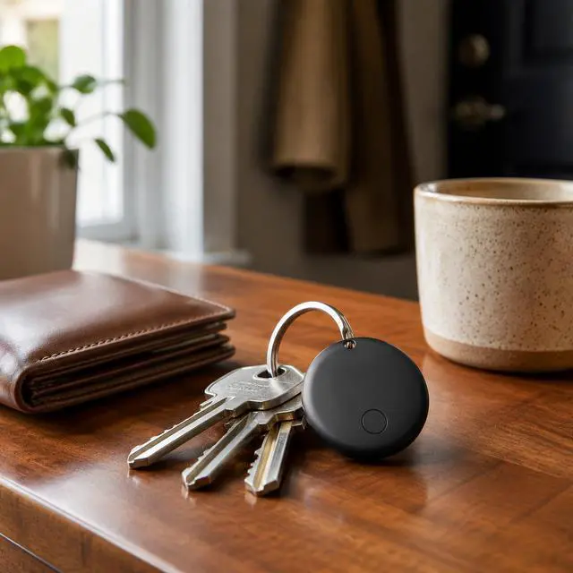 Alt view image 2 of 6 - Bluetooth Tracker Tag - Smart Item Finder with iOS & Android Compatibility, Anti-Lost Locator for Keys, Wallets, Pets & Luggage, Round Design with App Control (2-Pack, Black & White)