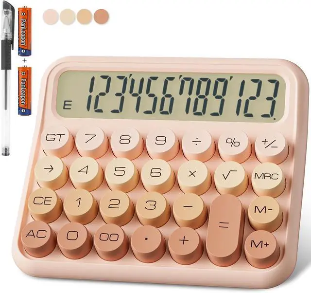 Main image of Mechanical Calculator 12 Digit Extra Large 5-Inch LCD Display, DECKLIT Battery Desk Calculator, Big Buttons Easy to Press Office Calculators Desktop, 15°Tilt Screen for Kids Calculator(Gradient Pink)