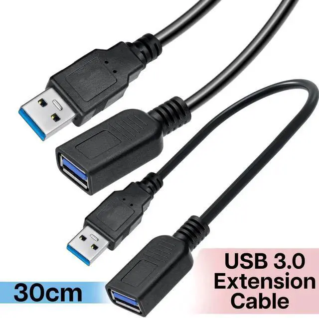 Alt view image 2 of 5 - SaiTech IT 6 Pack Short Length 1 Feet USB 3.0 Extension Cable, USB 3.0 A Male to Female Extender - Black