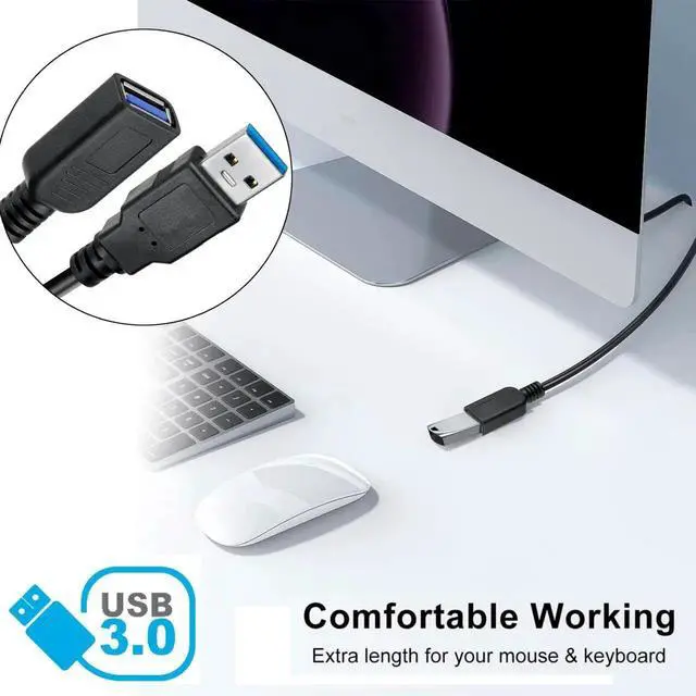 Alt view image 5 of 5 - SaiTech IT 6 Pack Short Length 1 Feet USB 3.0 Extension Cable, USB 3.0 A Male to Female Extender - Black