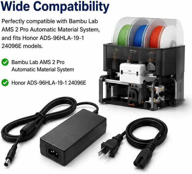Alt view image 4 of 6 - 24V Power Supply for Bambu Lab AMS 2 Pro, Switching Power Adapter Replacement for AMS System, 24V DC Adapter Charger for AMS Filament System Compatible with AMS/AMS 2 Pro