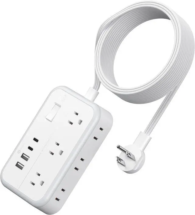 Main image of Extension Cord 15 ft, Power Strip with 6 Outlets 4 USB Charger(2 USB C Port), Flat Plug Outlet Extender Long Cord, Protection for Indoor, Home, Office Supplies, Dorm Room Essentials