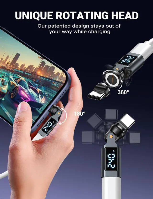 Alt view image 4 of 7 - USB C Magnetic Adapter PD 240W(2Pack), 9PIN USB C 90 Degree Adapter with LED Digital Display/360 &180 Degree Power Meter Tester for 1Phone 17/16/15, Ma-Book Pro/1Pad Series, Samsung, Tablet, Laptop