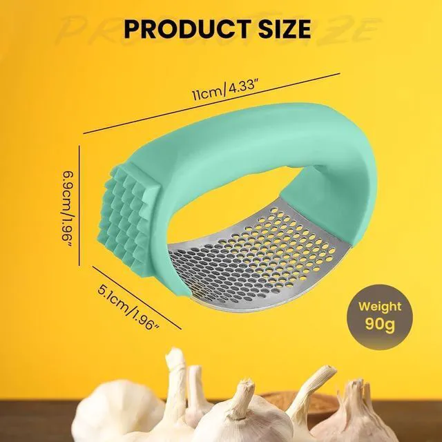 Alt view image 2 of 7 - 2026 Upgraded garlic press rocker, stainless steel garlic press, garlic crusher with peeler and cleaning brush, garlic chopper for crushing garlic, kitchen gadgets, efficient and time-saving (Black)