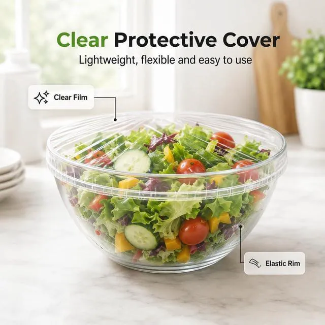 Alt view image 3 of 7 - 100pcs Disposable Stretch Food Covers for Bowls and Plates | Stretchable Food Storage Covers for Kitchen Bowls, Plates, Containers, Fridge and Outdoor Dining (1 group)