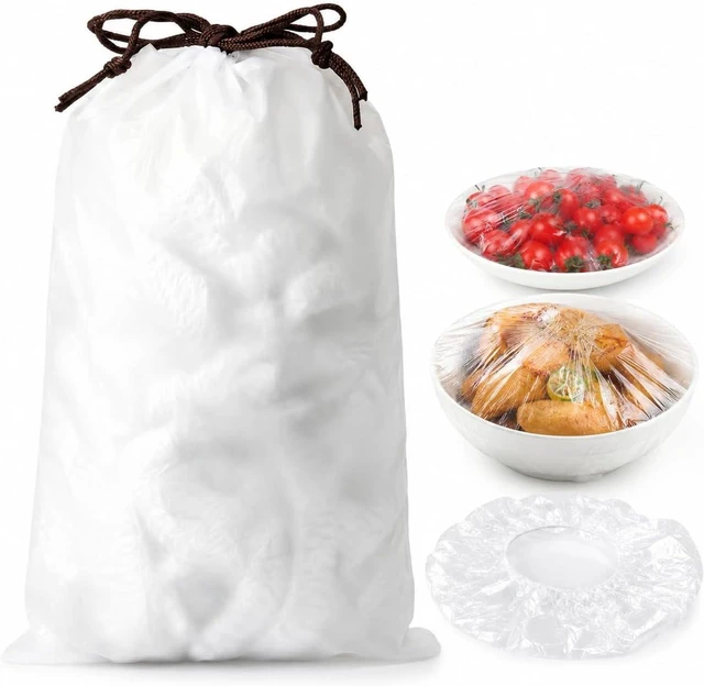 Main image of 100pcs Disposable Stretch Food Covers for Bowls and Plates | Stretchable Food Storage Covers for Kitchen Bowls, Plates, Containers, Fridge and Outdoor Dining (1 group)