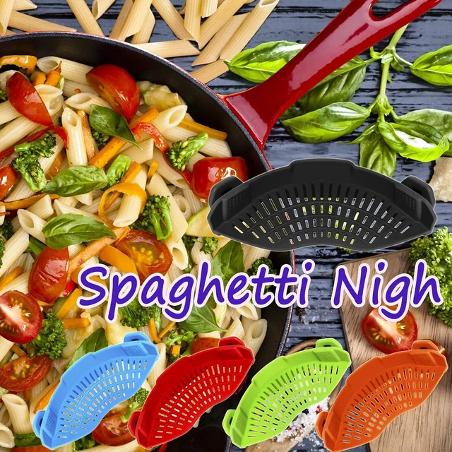 Alt view image 6 of 6 - Clip On Strainer Silicone for All Pots, Standard 8.86 x 3.55in, Black
Food-grade BPA-free, Fits Pots Pans Bowls, Dishwasher Safe, for Pasta Noodles Vegetable Fruits, Space-saving Kitchen Gadget