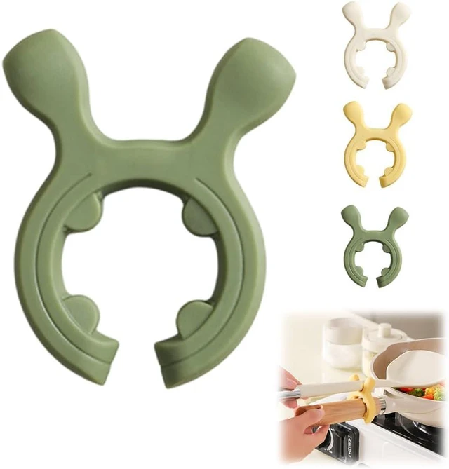 Main image of Silicone Pot Handle Spatula Rack, 2026 Non-Slip Spoon Holder Stove Organizer Kitchen Gadgets, Steam Releaser,Utensil Anti Scalding Pot Clip for Cooking Accessories (1, Green)