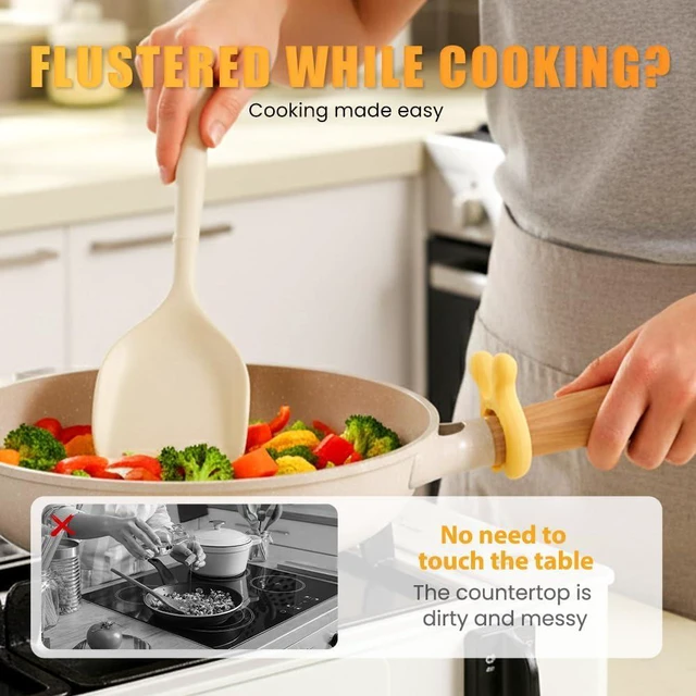 Alt view image 3 of 7 - Silicone Pot Handle Spatula Rack, 2026 Non-Slip Spoon Holder Stove Organizer Kitchen Gadgets, Steam Releaser,Utensil Anti Scalding Pot Clip for Cooking Accessories (1, Green)